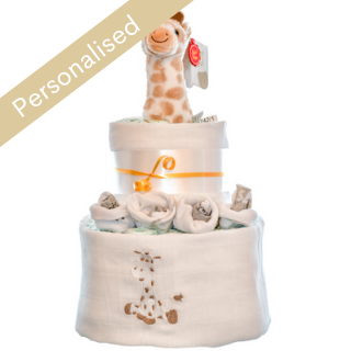 Deluxe Giraffe Rattle Nappy Cake - Beige image